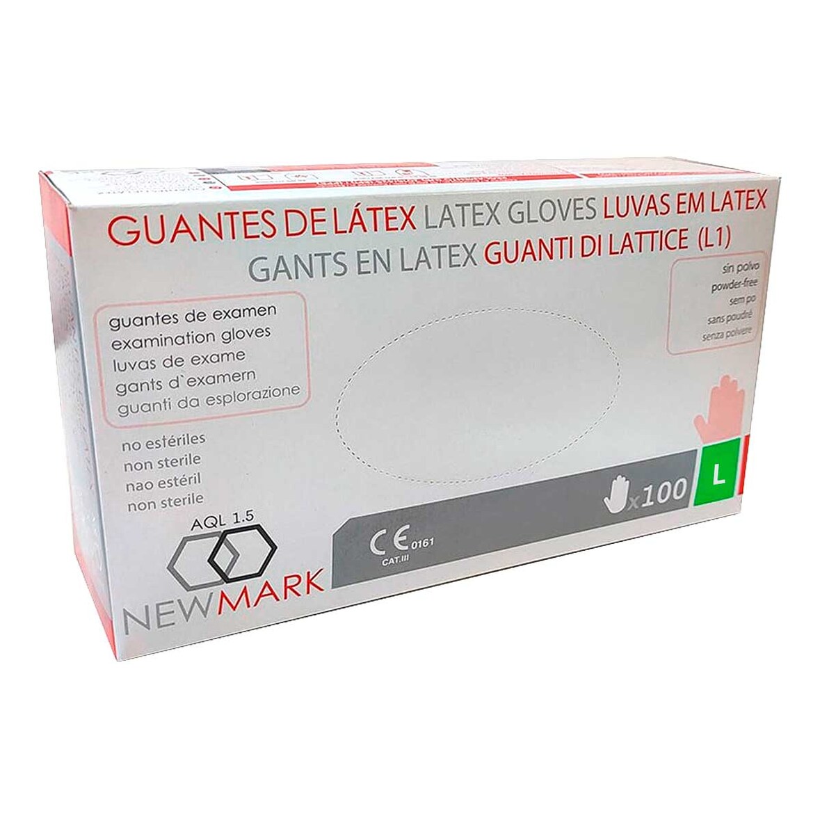 Guante latex New Mark sin polvo talla grande 100 unidades