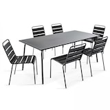 thumbnail of Ensemble table de terrasse et 6 chaises en métal anthracite