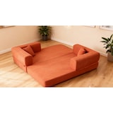 thumbnail of Klappsofa Cord Orange, 3-Sitzer Boden-Sofabett, wandelbar, mit Kissen, montagefrei