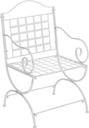 Chaise De Jardin Pliable Fer Forgé Adara Style Antique Avec Accoudoirs - Blanc Élégant, Hauteur Assise 43 Cm