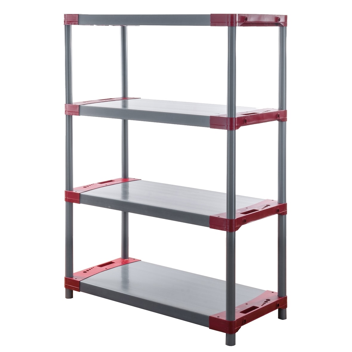 PROREGAL Kunststoffregal GREY BEAR Low, HxBxT 138x100x46cm, Fachlast 120kg, Grau-Rot Kunststoff-Regal Euro-Regal Stecksystem Lagerregal