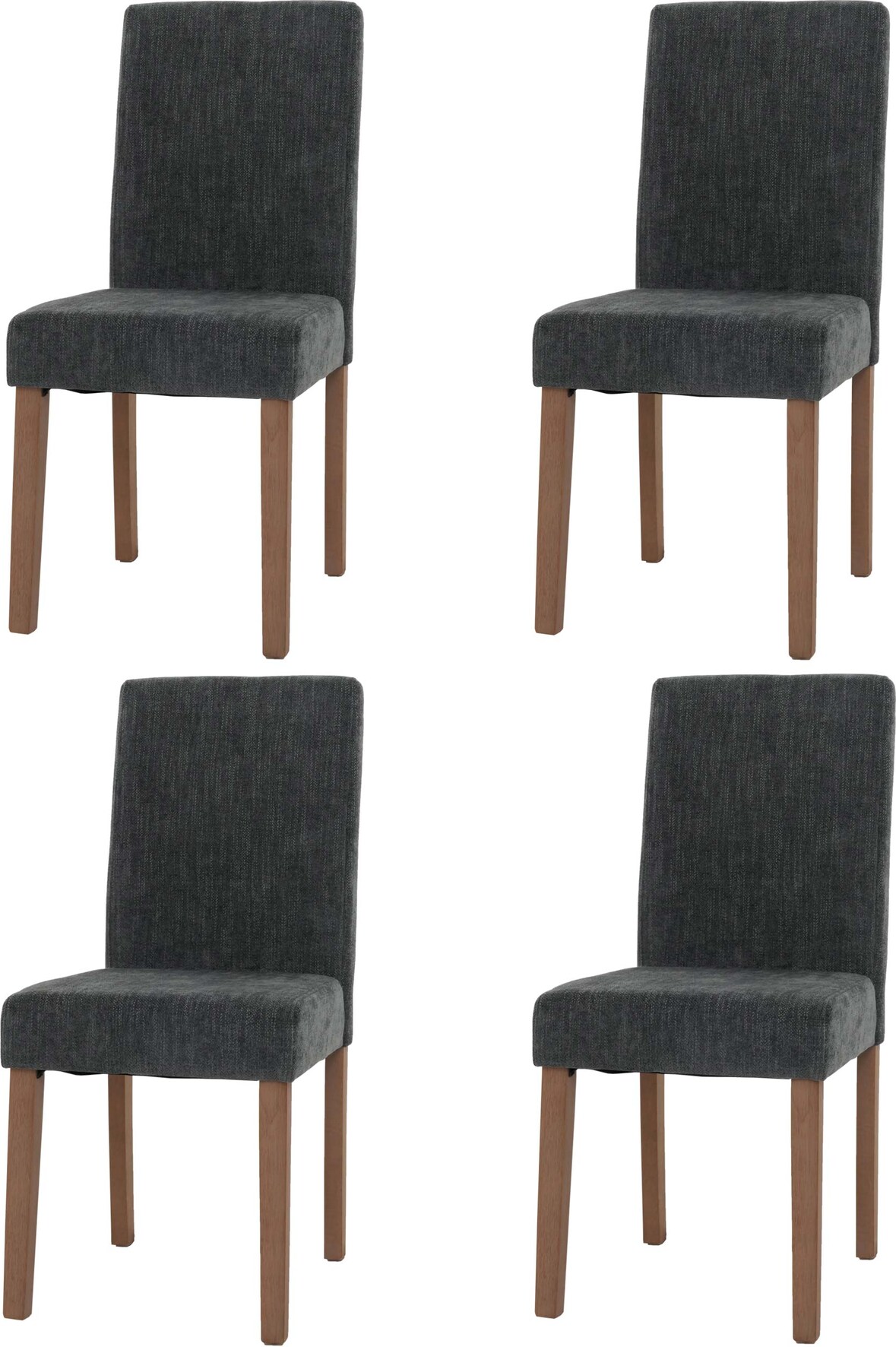 CHEFGASTRO 4er-Set Esszimmerstuhl klassisch und zeitlos HxBxT 90x42x50cm Sitzhöhe 47cm Stoff/Textil Chenille Holz naturfarbene Beine Dunkelgrau