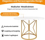 thumbnail of Esstisch rund 100x100x76 cm MDF Marmoroptik mit Metallgestell verstellbare Füße hohe Stabilität für Esszimmer Wohnzimmer Gold