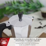 thumbnail of MAGEFESA KENIA Cafetera Italiana Plateada de 9 Tazas, Cuerpo en Aluminio Esmaltado y Mango de Baquelita, Apta en Todas las Cocinas Excepto Inducción
