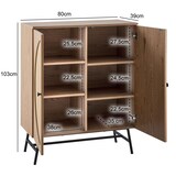 thumbnail of Sideboard 80x103x39 cm Highboard Eiche-Dekor mit Rattan Geflecht Modern, Hoher Kommodenschrank, Standschrank mit 2 Türen, Kommode Anrichte