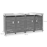 thumbnail of 4er-Mülltonnenverkleidung HWC-H40b, Mülltonnenbox, Pflanzkasten Edelstahl-Metall-Kombi 78kg 110x230x62cm erweiterbar