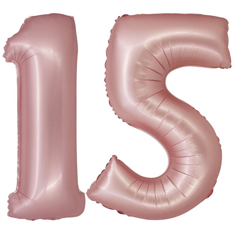 XL Folienballon roségold rosa Zahl 15