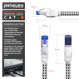 thumbnail of Primewire Patchkabel CAT 8 mit Baumwollummantelung - Gigabit Ethernet LAN Kabel - 40 Gbit/s - S/FTP PIMF Schirmung - Netzwerkkabel - 20m
