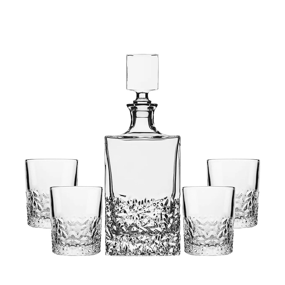 Coffret whisky en verre ciselé avec carafe 850 ml et 4 verres 280ml