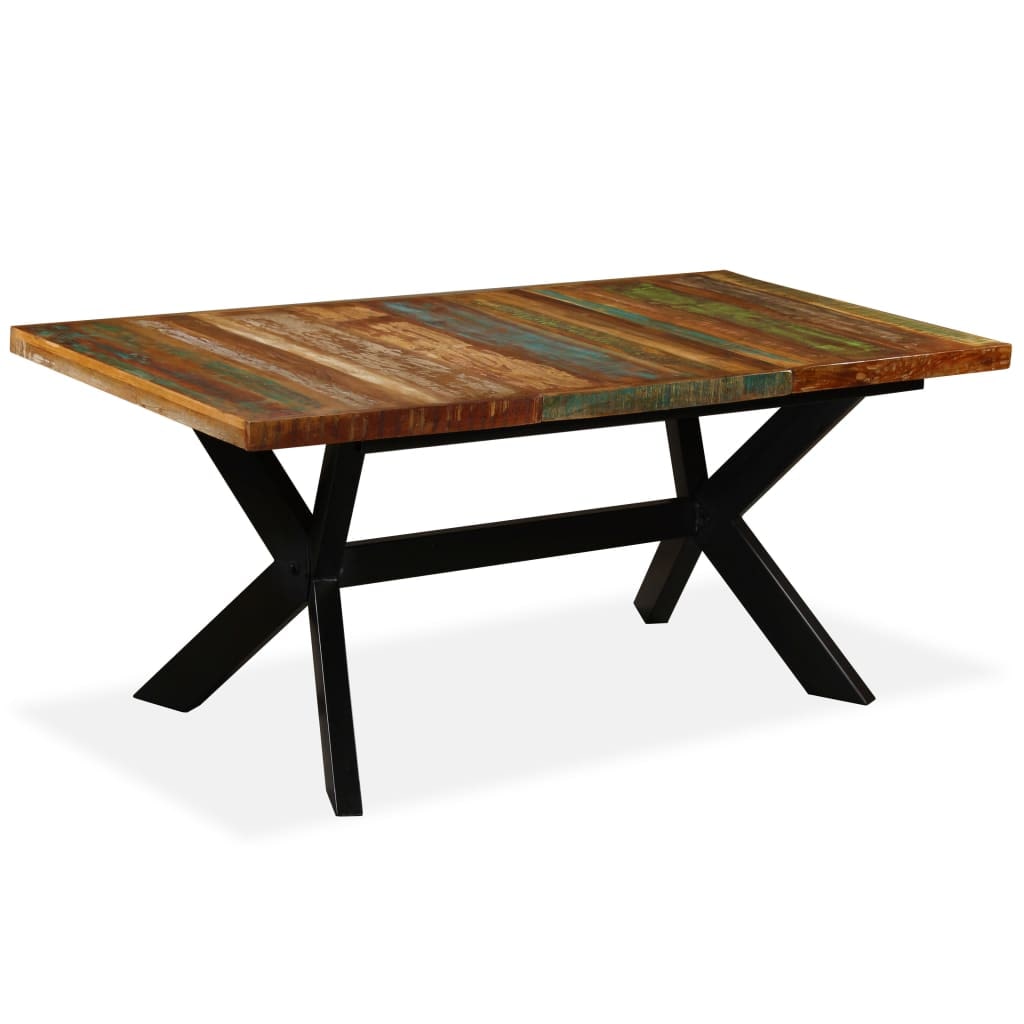 vidaXL Eettafel massief oud hout en stalen frame 180 cm