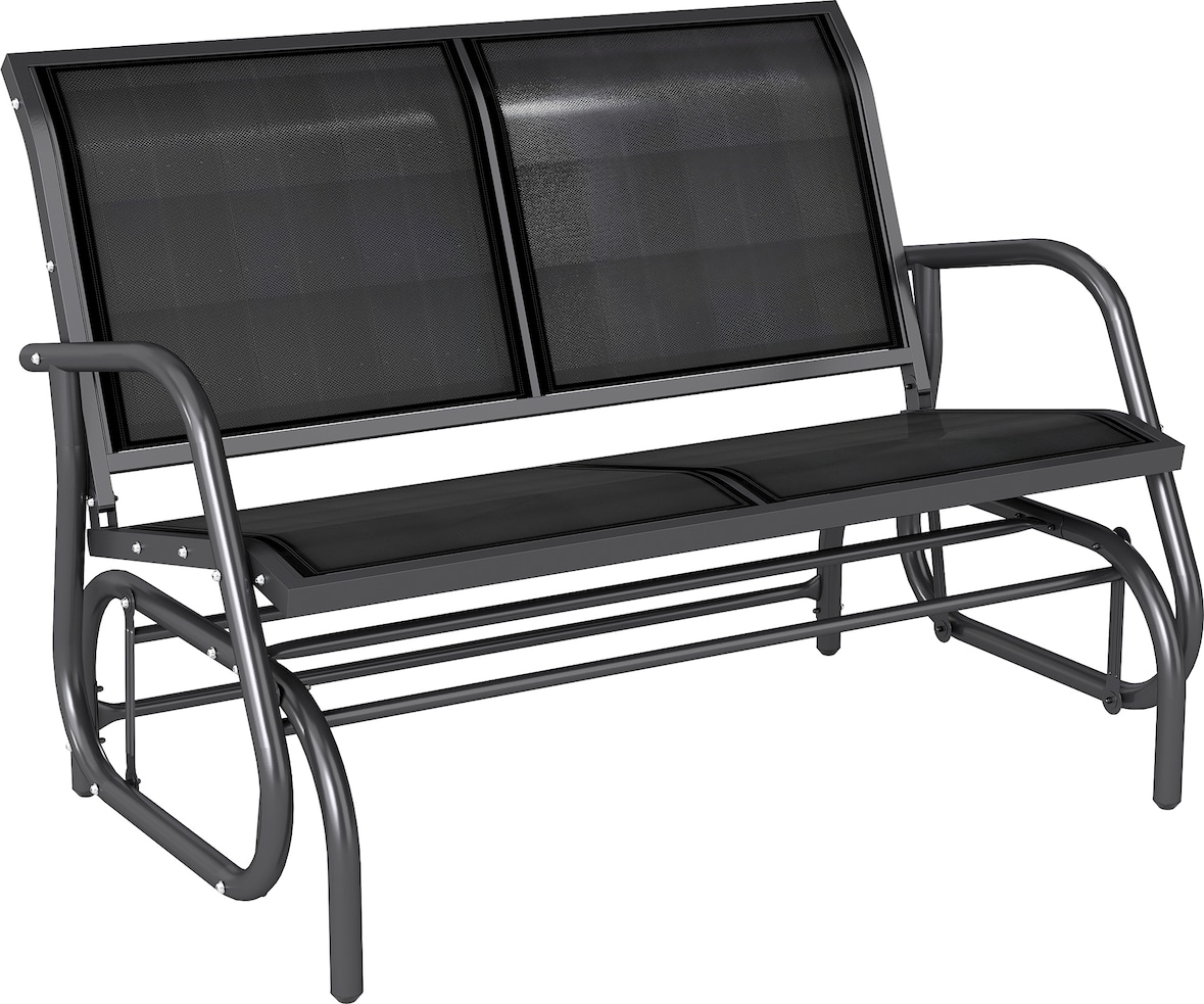 Banco Balancín Jardín Columpio de 2 Plazas Estable Tubo Metal 120x70x85 cm Negro
