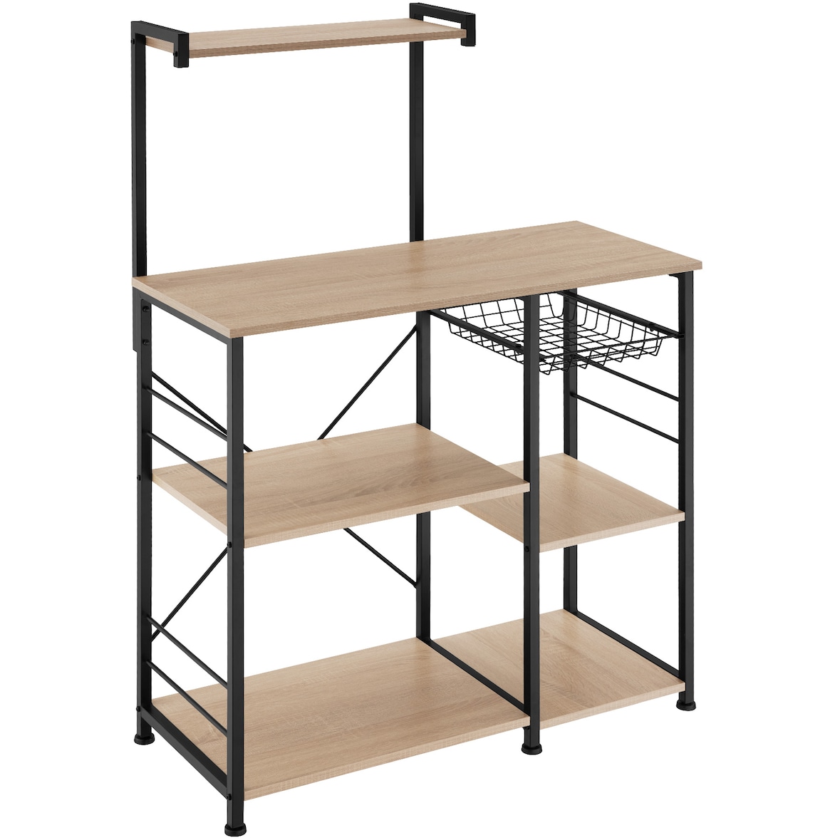 tectake Etagère de cuisine Crawley réglable en hauteur 90x40x131,5cm - Bois clair industriel, Chêne Sonoma -404755