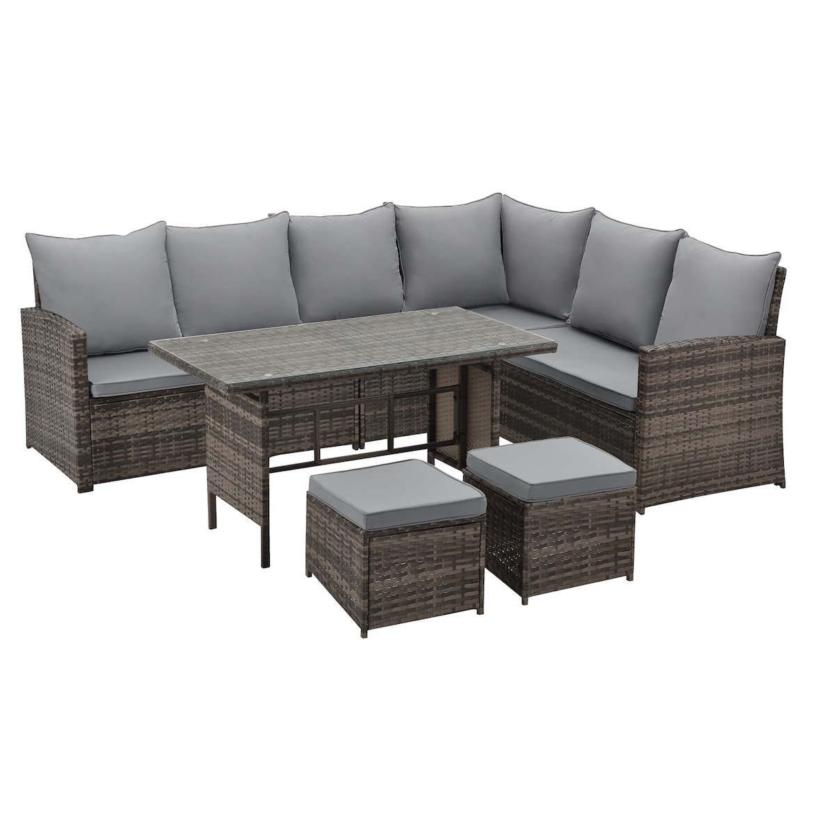 SVITA MONROE Garten-Lounge Set Polyrattan Lounge-Möbel Sitzgruppe Braun