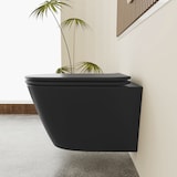 thumbnail of Alpenberger Moderne Toiletten für Bad und Gäste WC | Wand WC Schwarz Matt | Kloschüssel mit Absenkautomatik Toilettendeckel | Spülrandloses Hänge WC