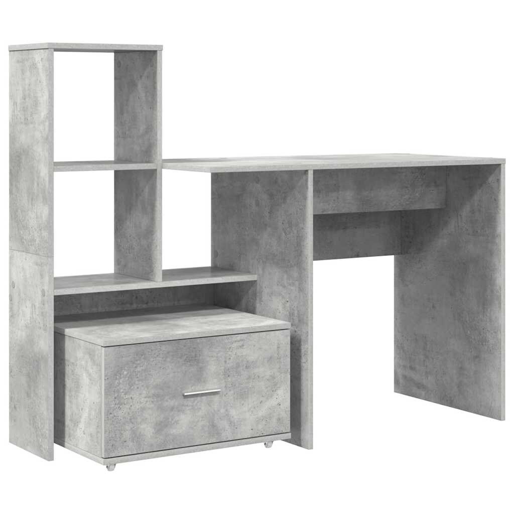 vidaXL Schreibtisch Beton Grau 131,5 x 50 x 106,5 cm Holzwerkstoff