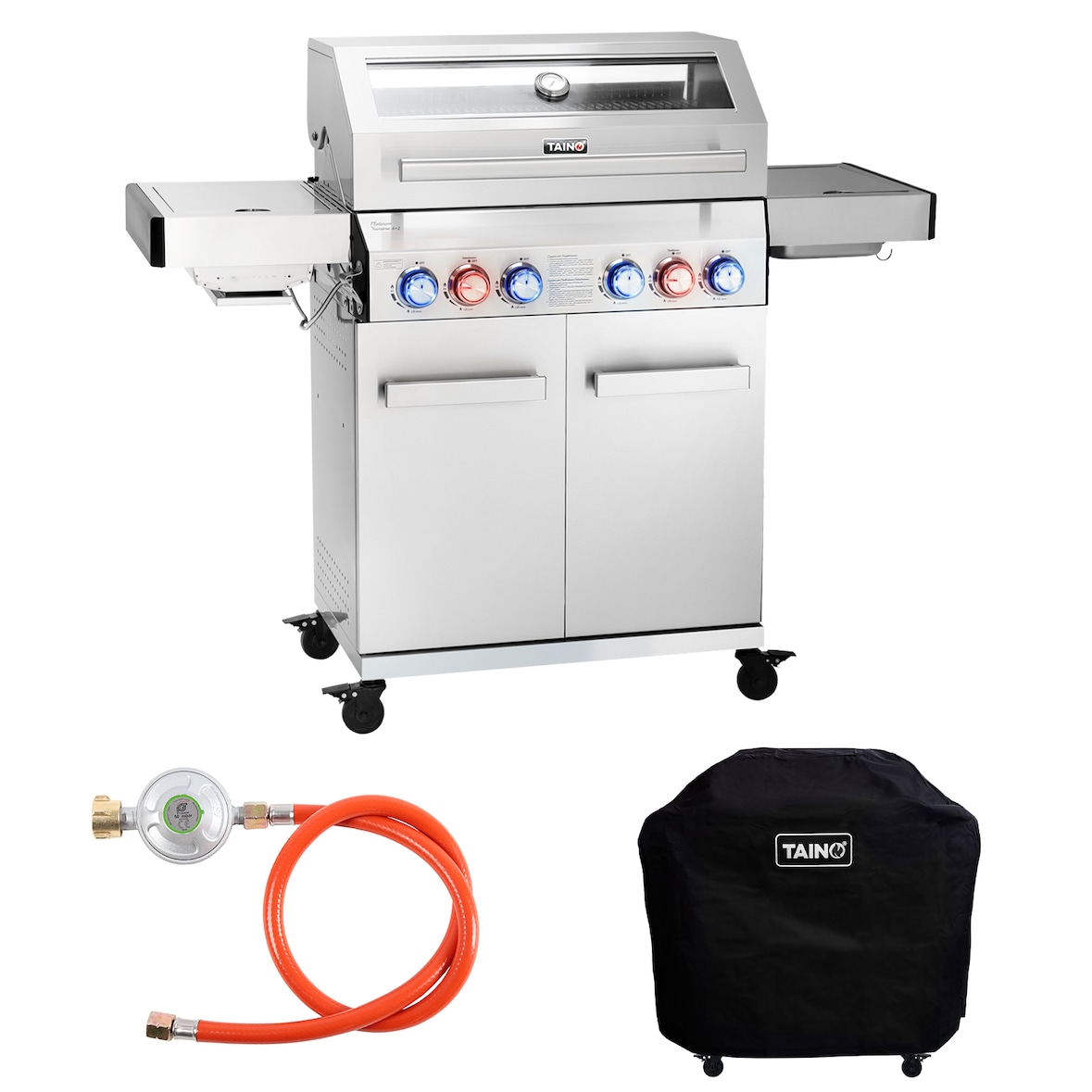 TAINO PLATINUM YAMARA 4+2 Gasgrill Edelstahl 4 Brenner Sear-Burner Backburner