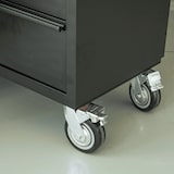 thumbnail of Werkplaatswerkbank op wielen 3-deurs kast 182 x 51 x 186 cm 15 laden met remmen - Houten werkblad 500kg draagvermogen VITO
