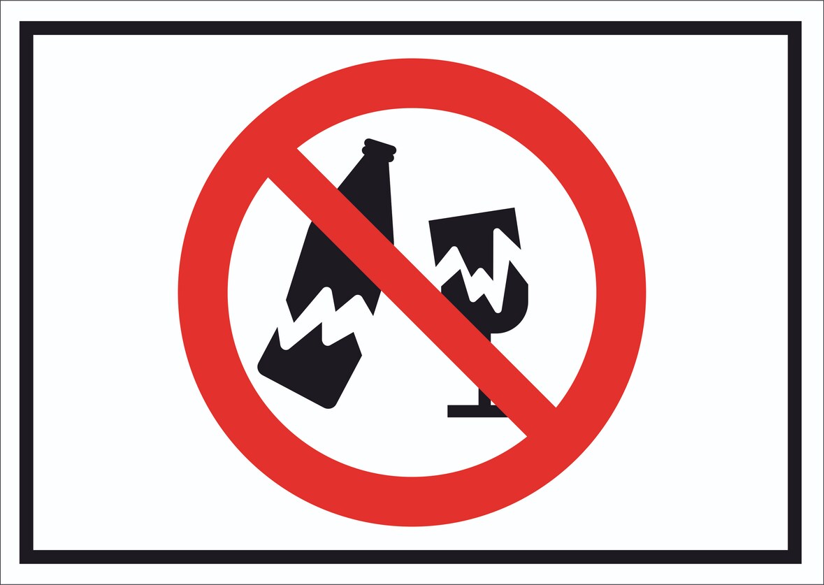 Schild Glas verboten Symbol A4 Rückseite selbstklebend