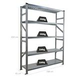 thumbnail of PROREGAL Fachbodenregal PROXIMO Stecksystem | Grundregal | HxBxT 200x150x40cm | 5 Ebenen | Fachlast 130 kg | Beidseitig nutzbar | Verzinkt