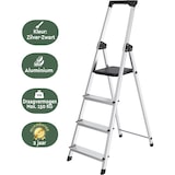 thumbnail of BRASQ Huishoudtrap 4 -treden Zilver - keukentrap inklapbaar aluminium voor Particulier en professioneel gebruik - Trap Ladder - Anti slip
