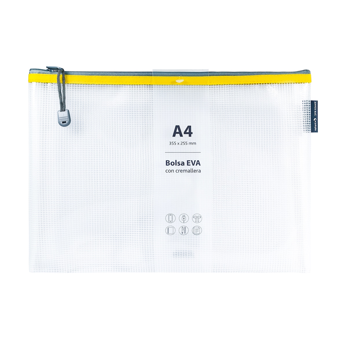 4 Sacos Multiusos Zipper Bag A4 amarelo
