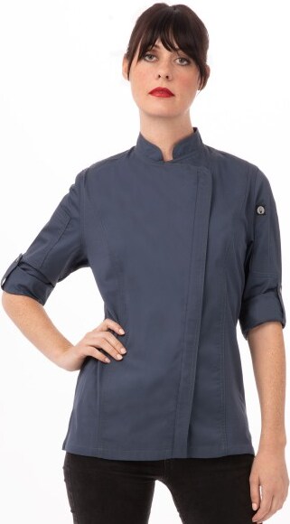 Chef Works® Damenkochjacke HARTFORD, Reissverschluss, Cool Vent™ & lite, Blau, Größe 3XL