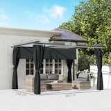 thumbnail of Outsunny pérgola con techo retráctil 4x3 m pérgola de aluminio con paredes laterales cenador con tela de poliéster anti-UV resistente al agua gris
