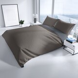 thumbnail of Satin Bettwäsche 155x220 cm 100% Baumwolle Braun Luxus Set Uni Wendeseite Anthrazit Kissenbezug 80x80 cm Reißverschluss