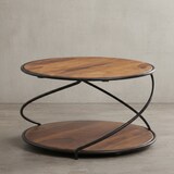 thumbnail of Couchtisch aus Sheesham Massivholz und Edelstahl, Schwarz/Braun, 2 Ablageflächen. 58x58x35 cm | Kadima Design