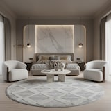 thumbnail of Teppich Esszimmer 3D Boho Modern Waschbar Strapazierfähig Wohnzimmer Pflegeleicht Rund Grau 160x160 cm OEKO-TEX – GENF von Kadima Design