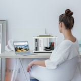 thumbnail of Relaxdays Druckerständer, 2 Ablagen, Schreibtischaufsatz für Drucker, HBT 28x45x28 cm, Druckertisch, Druckerhalter, weiß