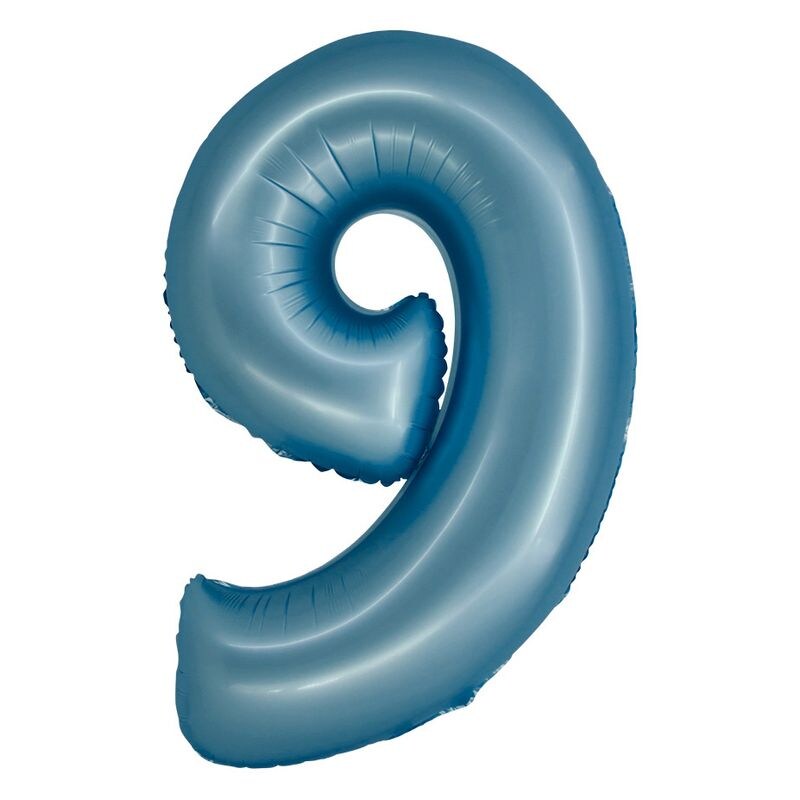 XL Folienballon blau matt Zahl 9