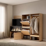 thumbnail of Credenza, Mobile, Buffet, Stoccaggio, 227x35x145cm, Camera da letto, Camino elettrico XXL, Scarpiera, Armadio Aperto, Rovere _ 448_36