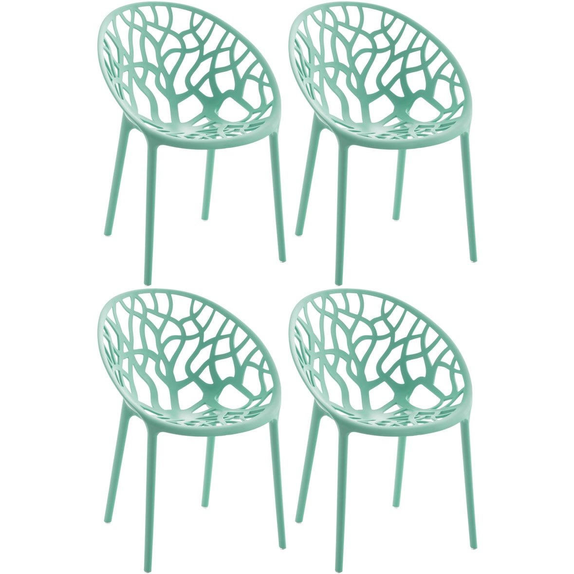 4er Set stapelbare tuinstoelen Hope lichtgroen