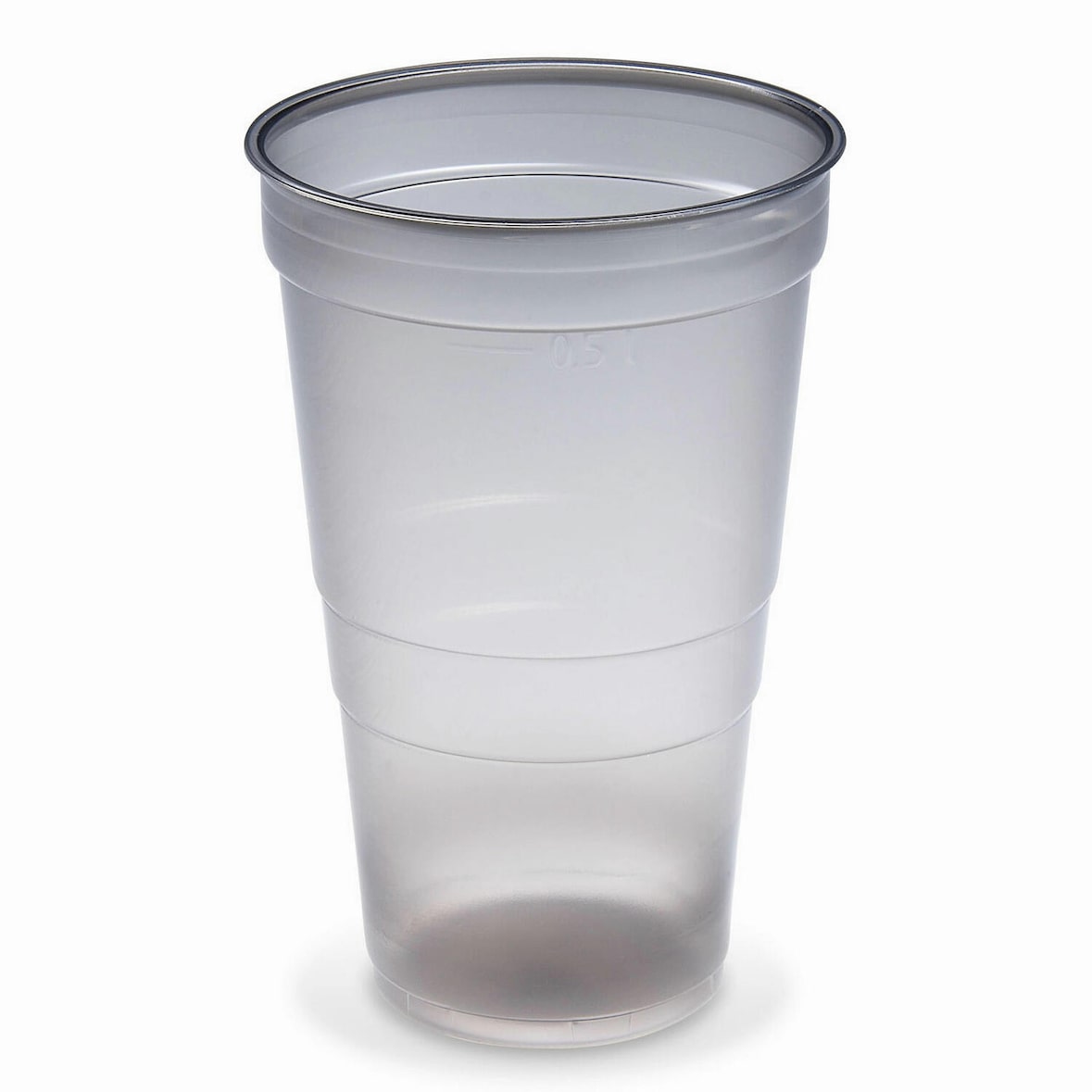 25x Mehrwegbecher Pfandbecher rauch-grau transparent PP Eichstrich 0,5 l O 9,5 cm