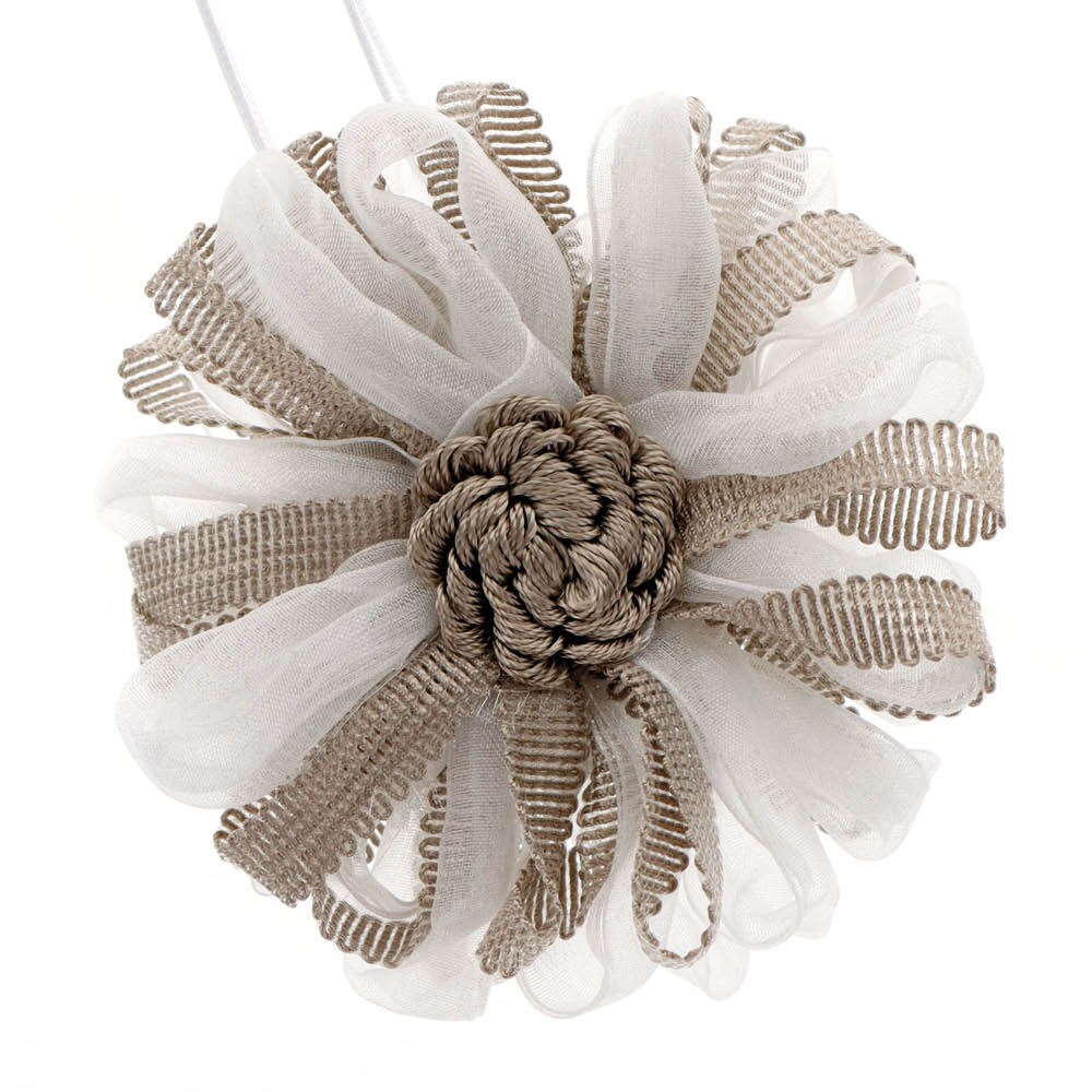 Embrasse à rideaux aimantée 9cm Blanc/Taupe - Boulet