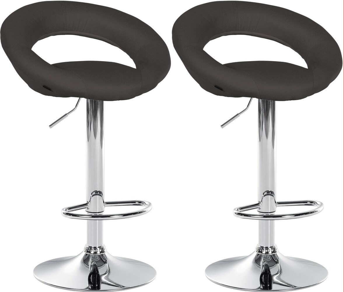 CHEFGASTRO 2er Set Barhocker IGUAZU Stoff Chrom HxBxT 77x52x47cm Stoff Dunkelgrau Barstuhl