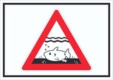 Warnung vor Fischen in Gewässern.