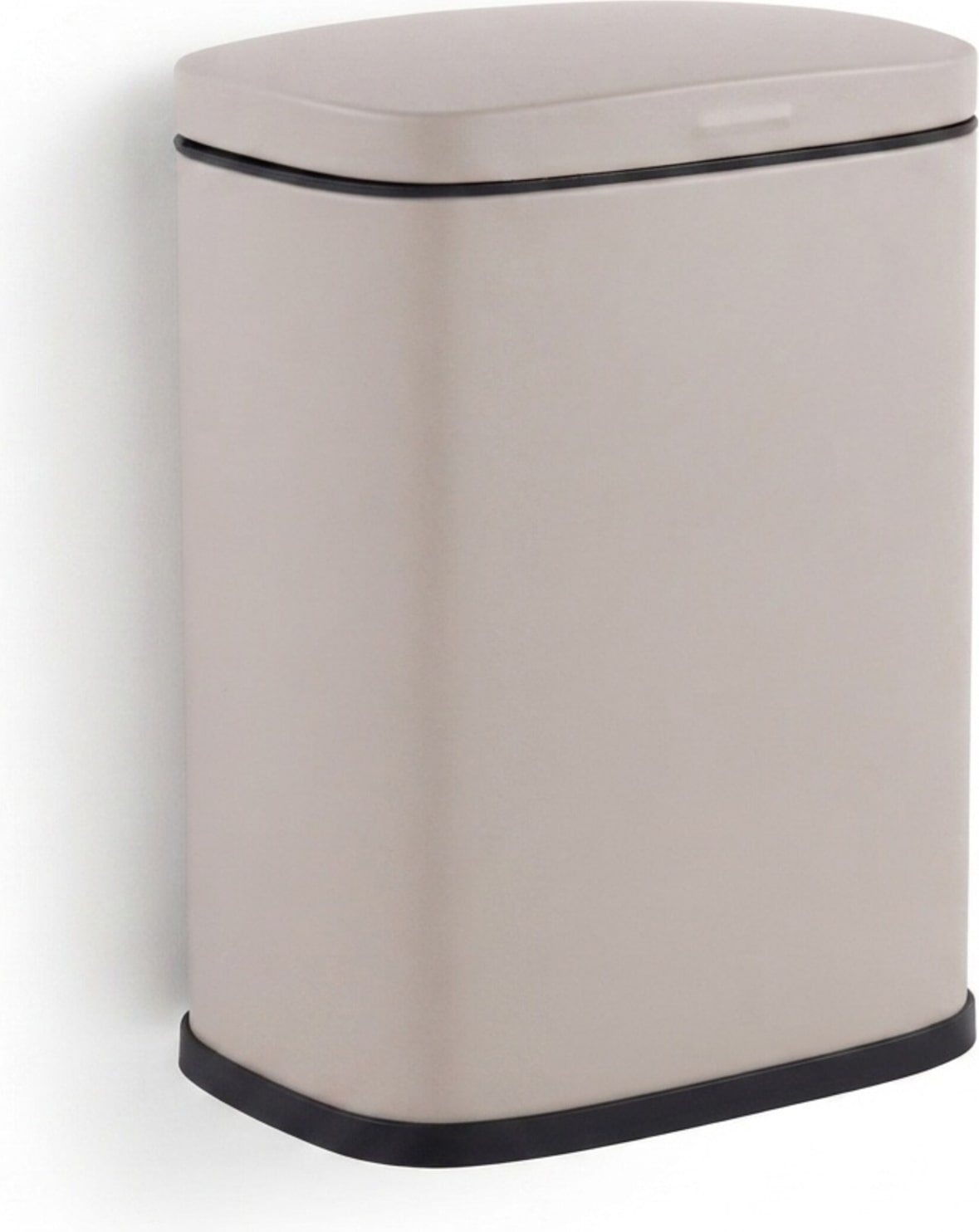 Relaxdays Kosmetikeimer Wandmontage, 3 Liter, Absenkautomatik, Inneneimer, Metall, eckiger Badezimmer Mülleimer, beige