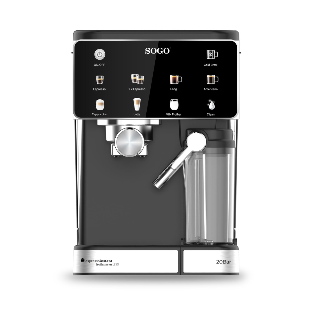 Macchina Caffè Espresso 4 in 1 Digitale 20 Bar – Montalatte Cappuccino, Cialde ESE, Macinato, Pompa Ital. Thermoblock