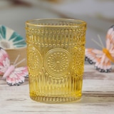 thumbnail of Trinkglas gelb 280ml Wasserglas Saftglas Vintage Boho Blumenmuster