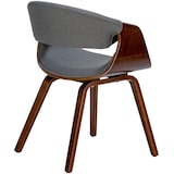 thumbnail of Décoshop26 - Set van 2 retro design eetkamerstoelen met walnootkleurig houten frame en grijze stoffen zitting 10_0001541