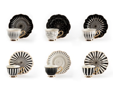 Excelsa set 6 tazze caffe' c/piattini Alice porcellana 10 cl bianco