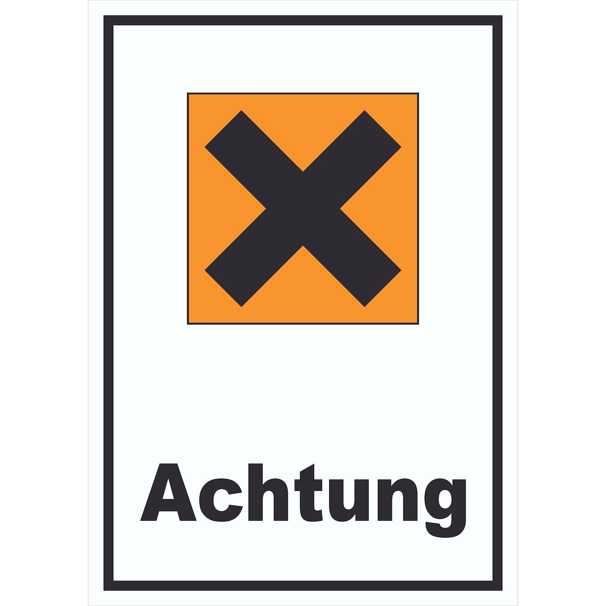 Schild Gefahrensymbol Gesundheitsschädlich Achtung Kreuz hochkant A3 (297x420mm)