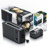 thumbnail of Arendo - SET Toaster FRUKOST mit Eierkocher SIXCOOK Edelstahl Schwarz, Toaster 2 Scheiben, LED-Display, 6 Bräunungsgrade, Brötchenhalter - Eierkocher
