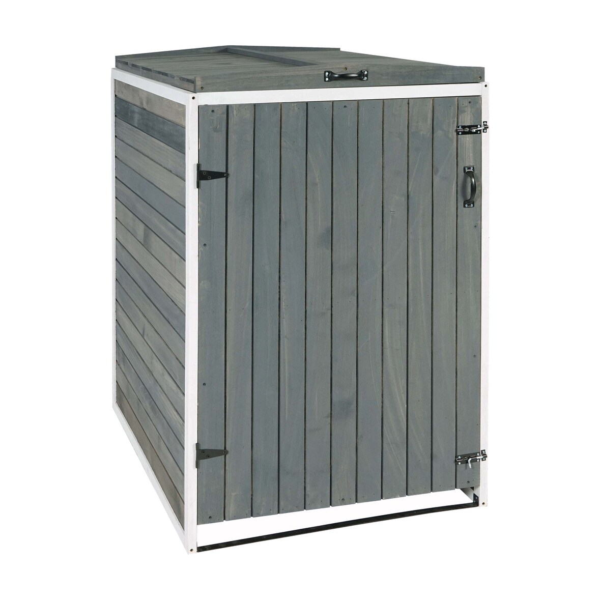 XL 1er-/2er-Mülltonnenverkleidung | HxBxT 126x79,5x98 cm | Grau-Weiß | Mülltonnenbox Mülltonnenabdeckung Holz MVG