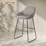 thumbnail of Barhocker 2er Set gepolstert Grau 51x53x96 cm mit Samtoptik Stoffbezug Armlehnen Fußstütze Metallbeine für Kücheninsel