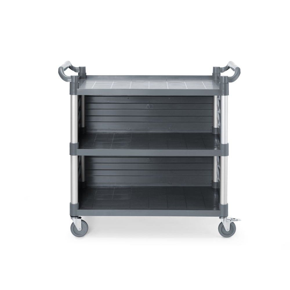 HENDI Serveerwagen polypropyleen met 3 bladen, groot, AmerBox, Inclusief zijpanelen, 1010x500x(H)960mm