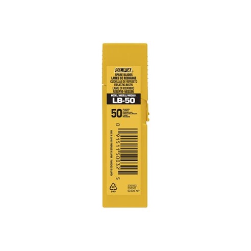 Juego de 50 cuchillas "LB-50" troceables para trabajos estándar de 18mm de ancho color plata