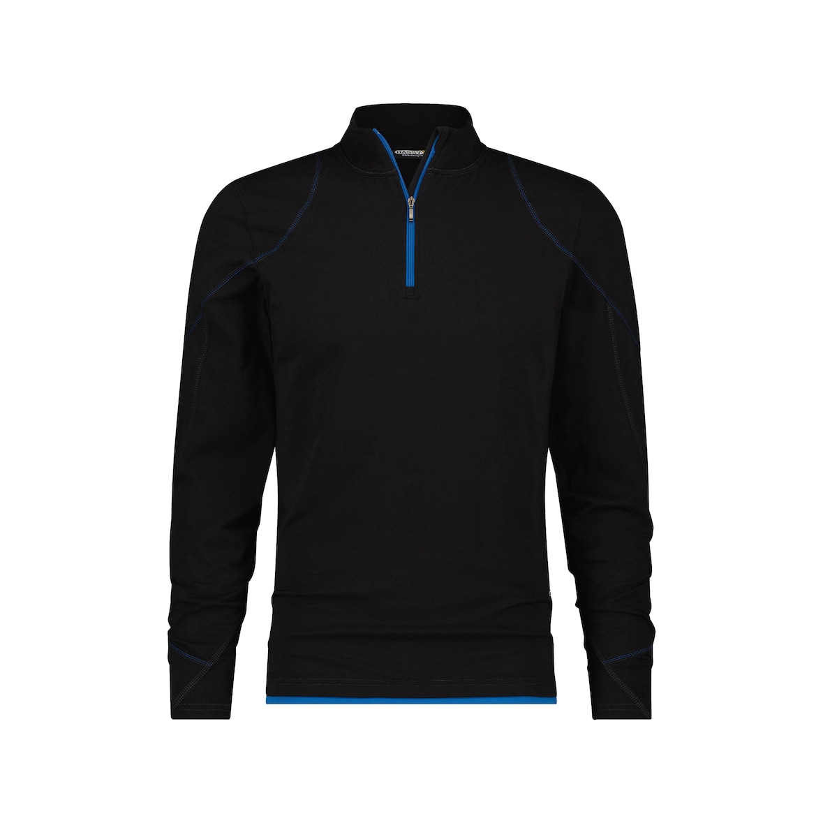 DASSY® Sonic T-Shirt mit langen Ärmeln, D-FX Flex, RV Kinnschutz, Schulter verstärkt, Firmenveredelung, Art. 710012 schwarz/azurblau 3XL